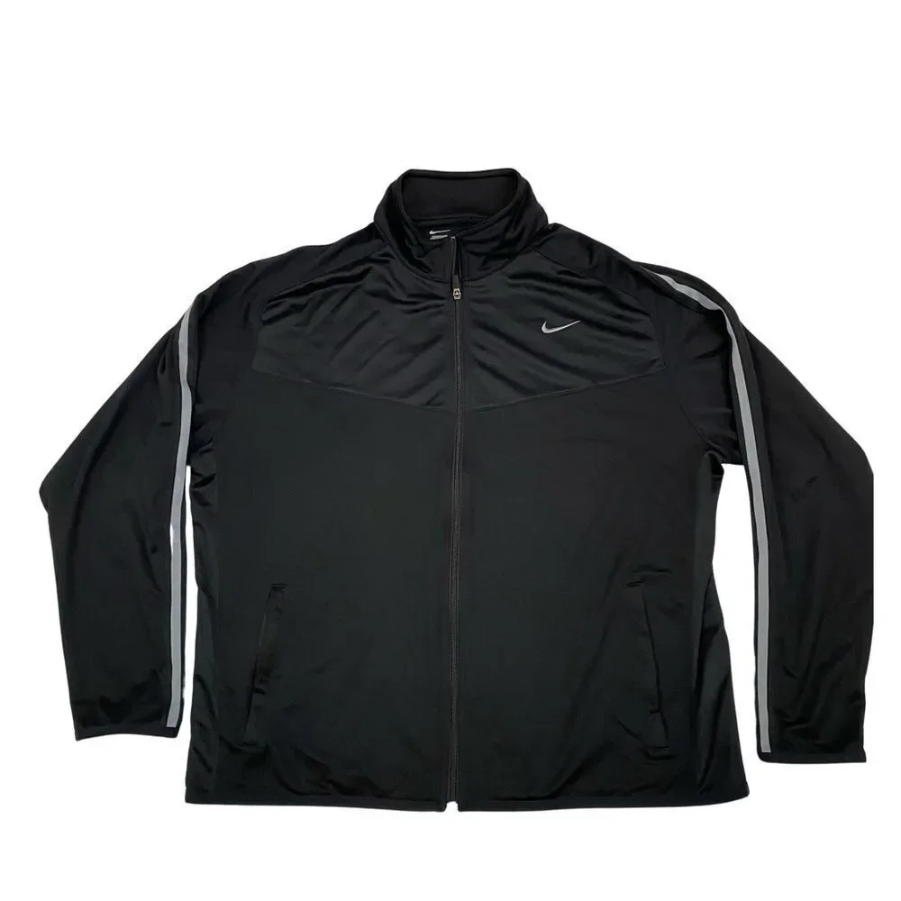 Mens Nike Black Lightweight Full‎ Zip Jacket Windbreaker XXL